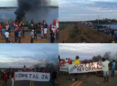 Protesto fecha BR no norte da Bahia; Em Lauro, sindicalistas pedem saída de Temer