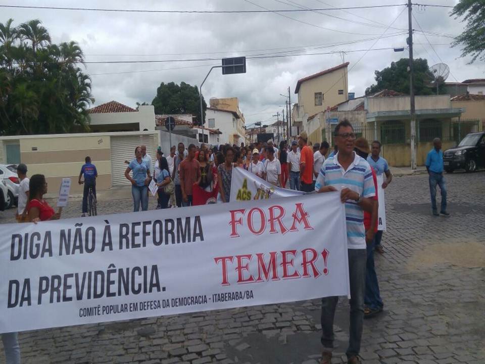 Protesto contra Reforma Previdenciaria, no município de Itaberaba-ba.